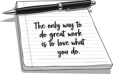 Pen and Notebook with Motivational Quote