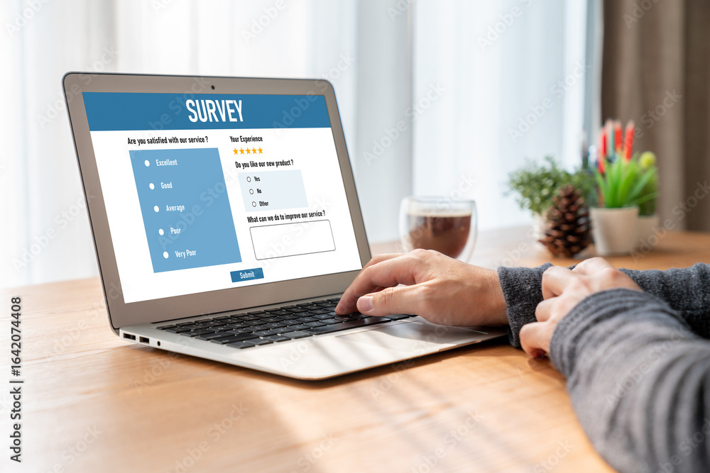 Aufkleber online survey form for modish digital information collection on the internet network