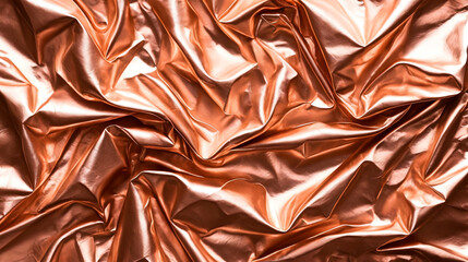 Luxurious Rose Gold Metallic Fabric with Elegant Drapes and Folds