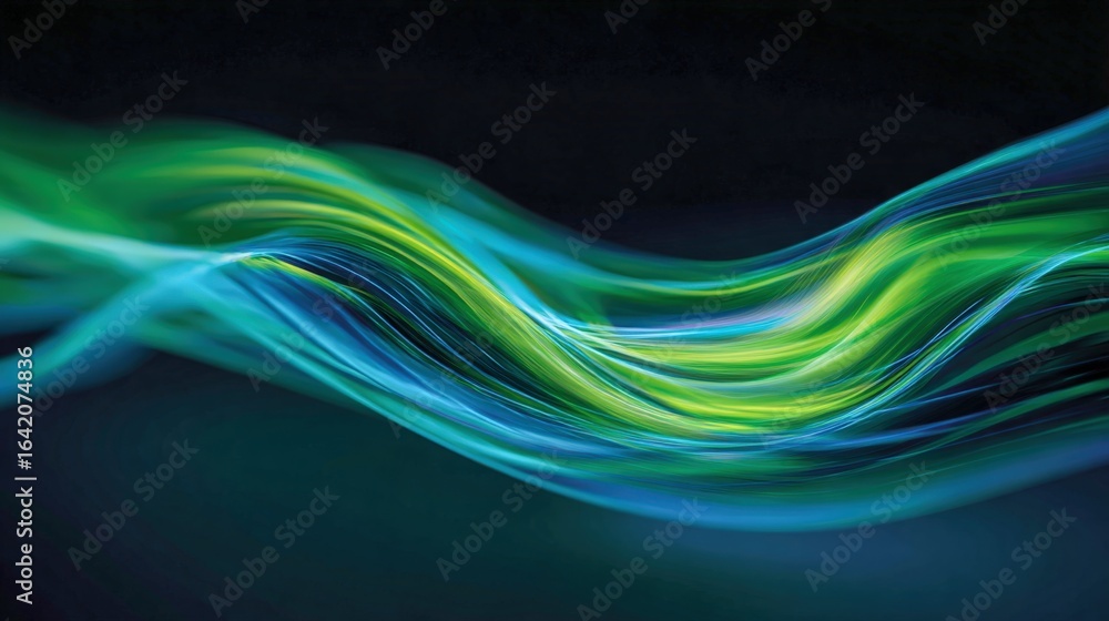 Aufkleber abstract wave background with green and blue flowing lines for modern design projects
