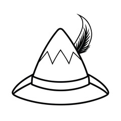 alpine hat with feather vector design on white background 