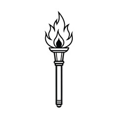 classical fire torch vector artwork on white background 