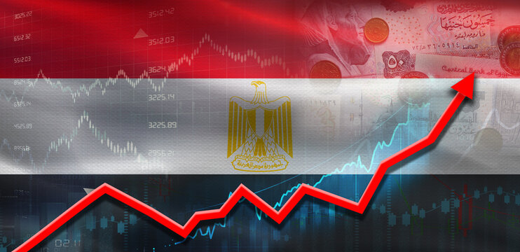 Egypt financial growth on market graph. Egypt economic growth on financial graph - Powered by Adobe