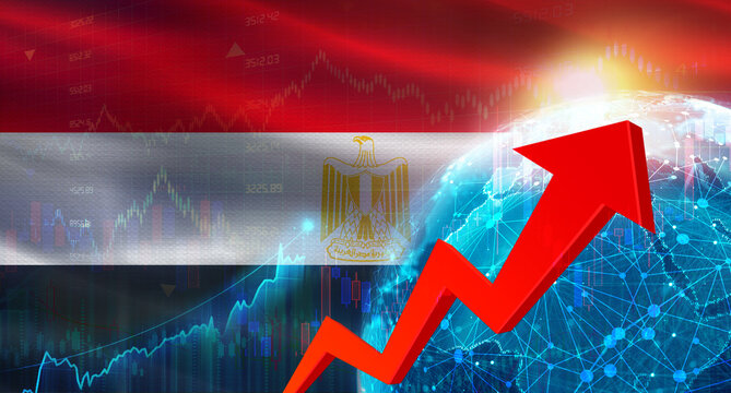 Global financial growth with Egypt flag. Financial growth with Egypt flag on economic background