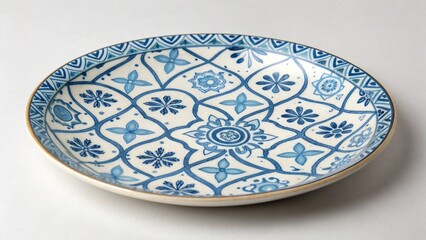 blue ceramic plate