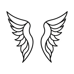 heavenly angelic bird wings drawing on white background 