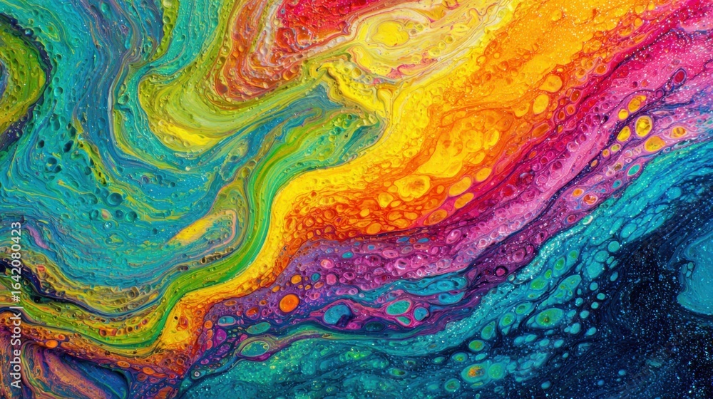 Aufkleber a vibrant array of colors blends harmoniously on canvas, showcasing swirling patterns in bright hues