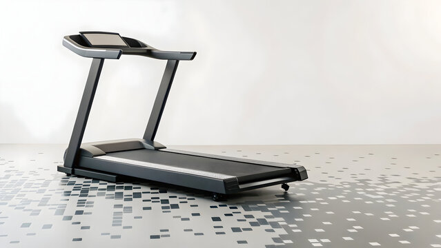 Treadmill dissolving into pixelated footsteps