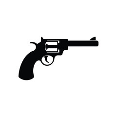 revolver icon silhouette on white background