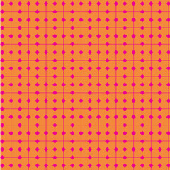 Seamless geometric tile pattern in orange background, repeat ornament dots and square background and mosaic tile grid pattern.