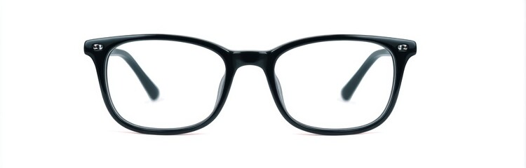 Black rectangular frame eyeglasses with clear lens