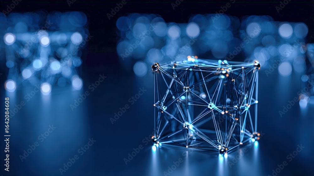 Poster abstract network connection structure: plexus of interconnected points representing technology, comm