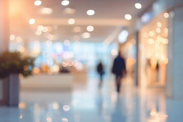 Fototapeta premium Blurred Interior of a Shopping Mall with People