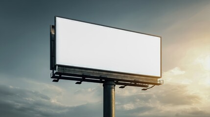 Billboard Mockup Against Sky: Blank Advertisement Display for Outdoor Marketing and Promotional Campaigns