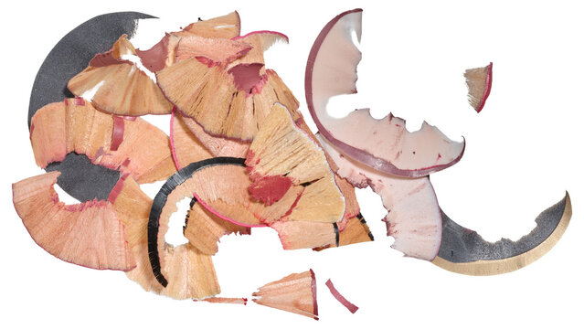 Multicolored wooden shavings from pencils on isolated background - Powered by Adobe