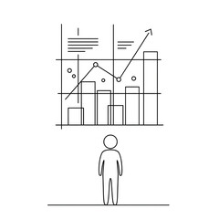 Man observing business growth chart in minimalist design  