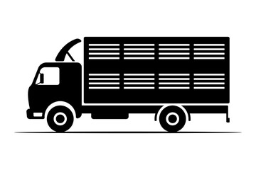 Cattle truck icon. Animal transportation. Black silhouette. Side view. Vector simple flat graphic illustration. Isolated object on white background. Isolate.