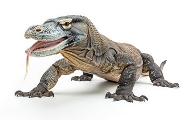 Obraz premium Large monitor lizard showing sharp tongue