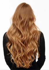 Obraz premium Long Wavy Light Brown Hair: Back View