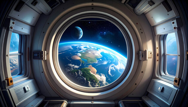 Spaceship view of earth - Powered by Adobe