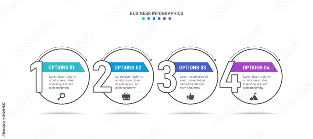 Poster progress bar featuring 4 arrow-shaped elements, symbolizing the four stages of business strategy and