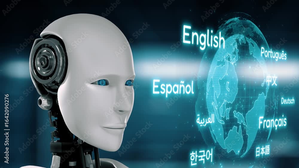 Aufkleber ai artificial intelligence bridges global language communication with multilingual virtual assistant