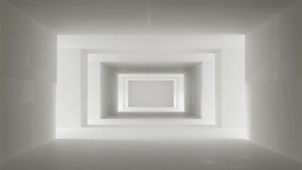 Endless White Corridors with Receding Frames and Soft Lighting