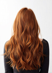 Fototapeta premium Long Auburn Hair: Wavy Hairstyle Back View - Hair Texture, Redhead, Styling