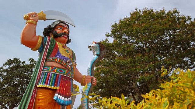 View of Mahishasura Statue, located on Chamundi Hills near Mysore, India.