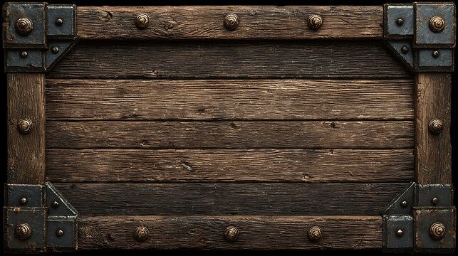 Wooden billboard with thin iron border, Warcraft 3 RPG style