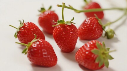 Fresh Ripe Red Strawberries on White Background