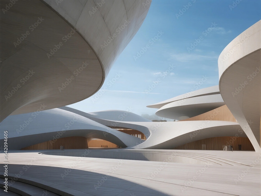 Poster sculptural curved architecture with modern design elements