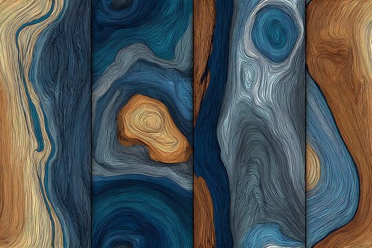 Seamless blue and brown wood pattern, decorative and natural texture