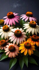 Colorful coneflower bouquet