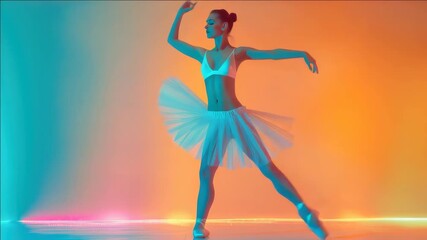 A ballet dancer performing a leap. Focused and graceful pose showcases athleticism.