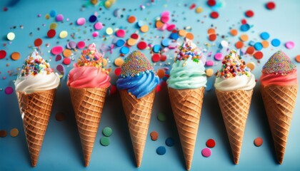 delicious ice cream cones with colorful toppings celebrating happy july 26th