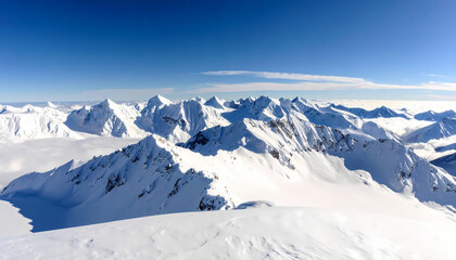Majestic snowy mountain peaks panorama