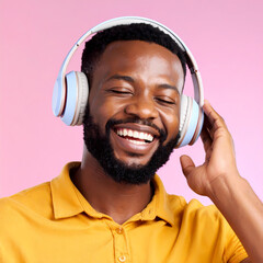Man wearing headphones smiling