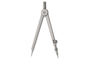 Metal compass on transparent background for precise drafting and geometry