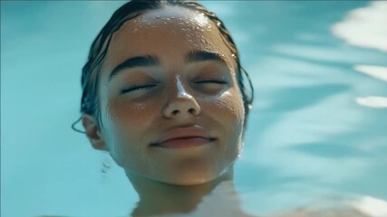 Person swimming in pool, enjoying a leisurely time and relaxation.