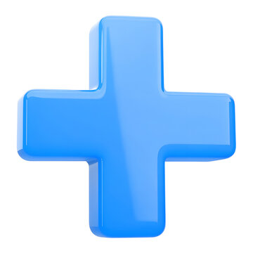 Plus sign cross symbol icon 3d illustration isolated on transparent background