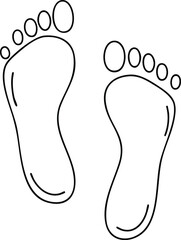Human feet outline vector illustration showing footprints in a simple black line style for design use 