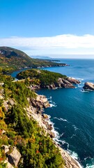 Coastal landscape with lush foliage
