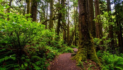Obraz premium Forest path sunlight greens