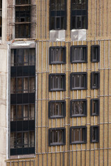 Facade Of A Building Under Construction, Showing The Installation Of Mineral Wool Insulation Panels...