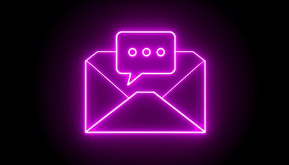 Neon pink email icon illustration