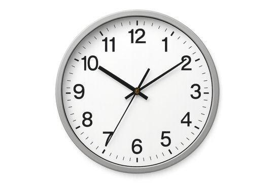 Modern wall clock showing nine o'clock on transparent background