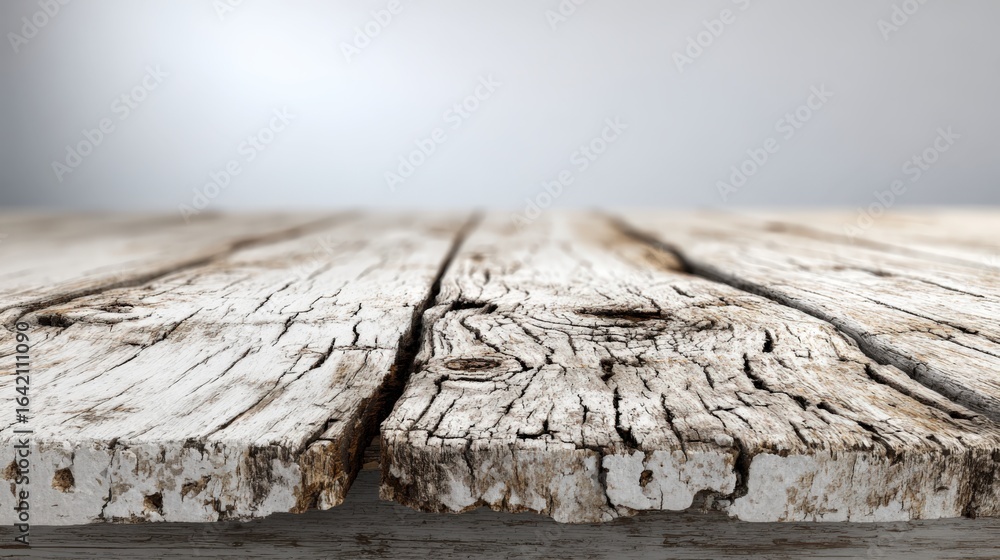 Aufkleber rustic white wood tabletop background with blurred gradient backdrop for product display or mockup