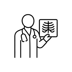 line icon doctor with x-ray vector on white background
Vector line icon on white background
