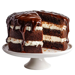  Delicious Chocolate Layer Cake with Creamy Filling and Chocolate Ganache[Transparent Background PNG]